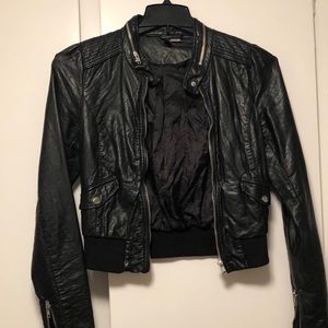 Black H&M faux leather jacket